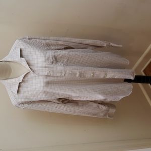 Tommy Bahama Beige Check Long Sleeve Button Down Men's Dress Shirt, Size 16 1/2